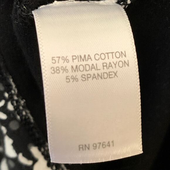 J Jill Shirt Dress Women S Floral Black White Jersey Knit Button Front Collard - Picture 11 of 12